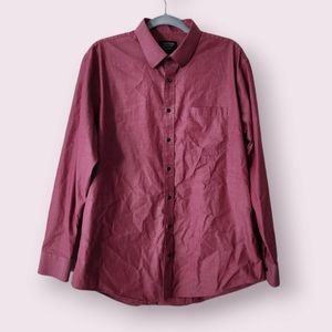 Nordstrom Button Down Shirt Mens Size 17 Non-Iron Dress Shirt Pink Bold/Trendy